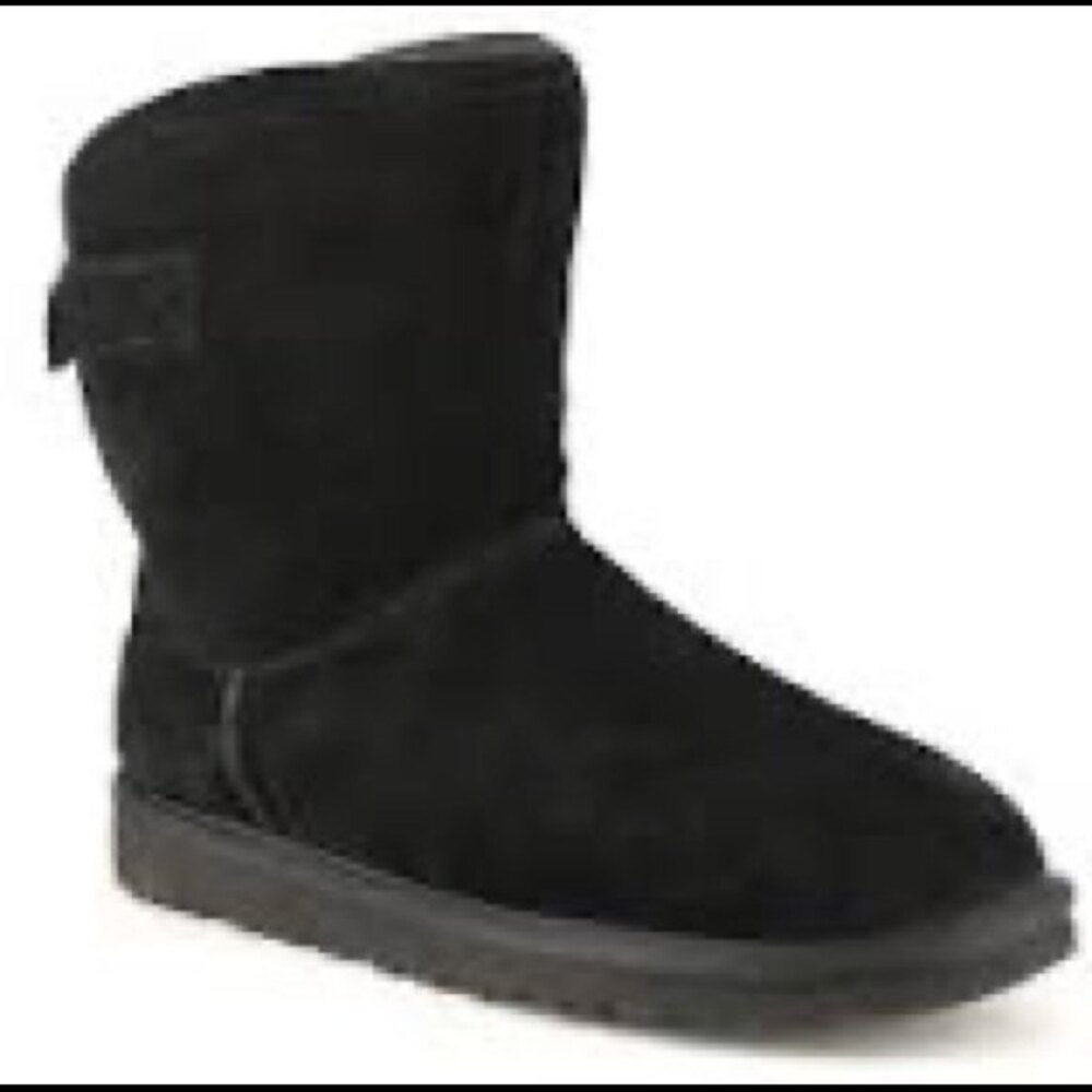 UGG Winter Boots Slip On Remora Buckle Classic Black Shearling Women's Size 6